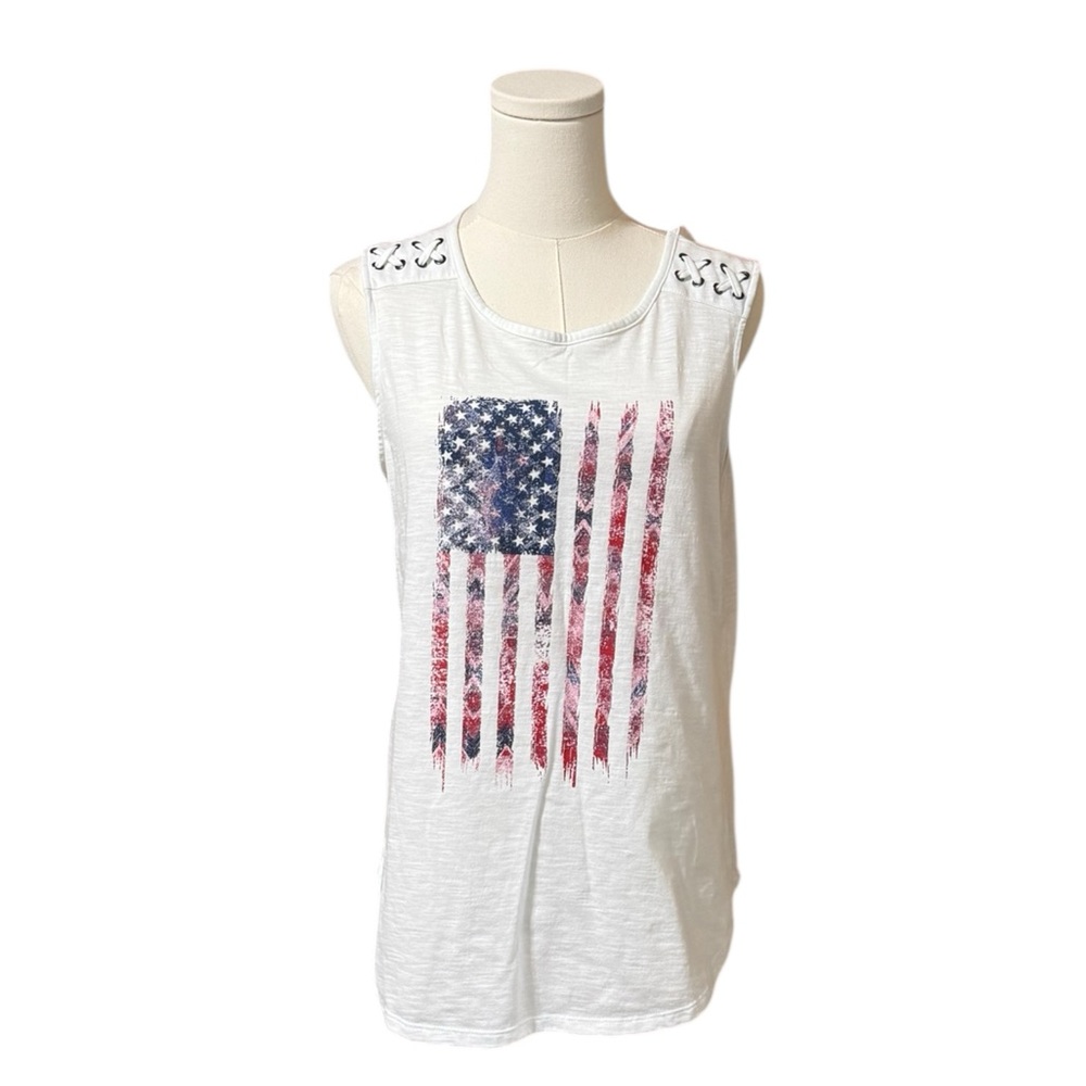 Maurices Sleeveless‎ American Flag Top SZ MED